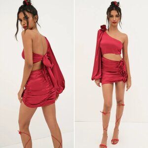 NWT For Love and Lemons Mila Mini Dress XS Red